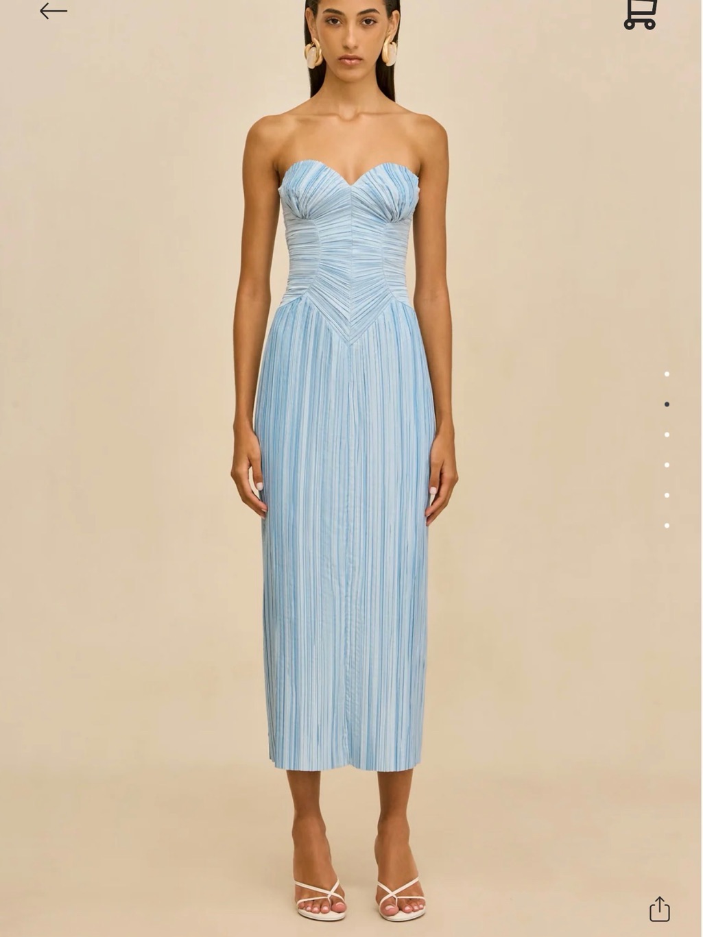 Cult Gaia Strapless Pleated Midi Dress In Sky Blue